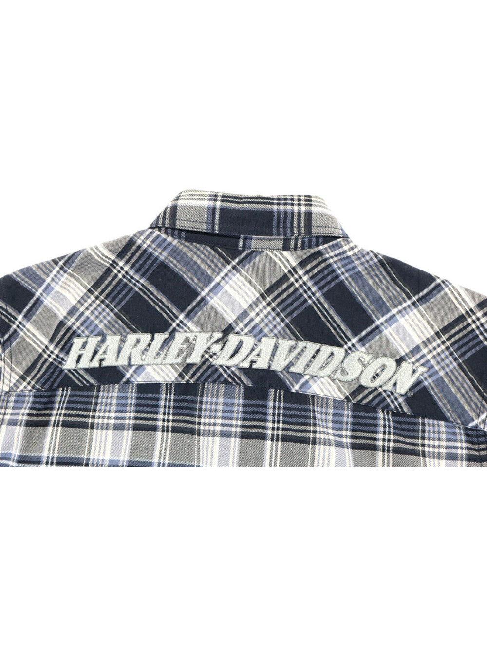 harley davidson short sleeve plaid shirt M black gray white button up SS bar euc